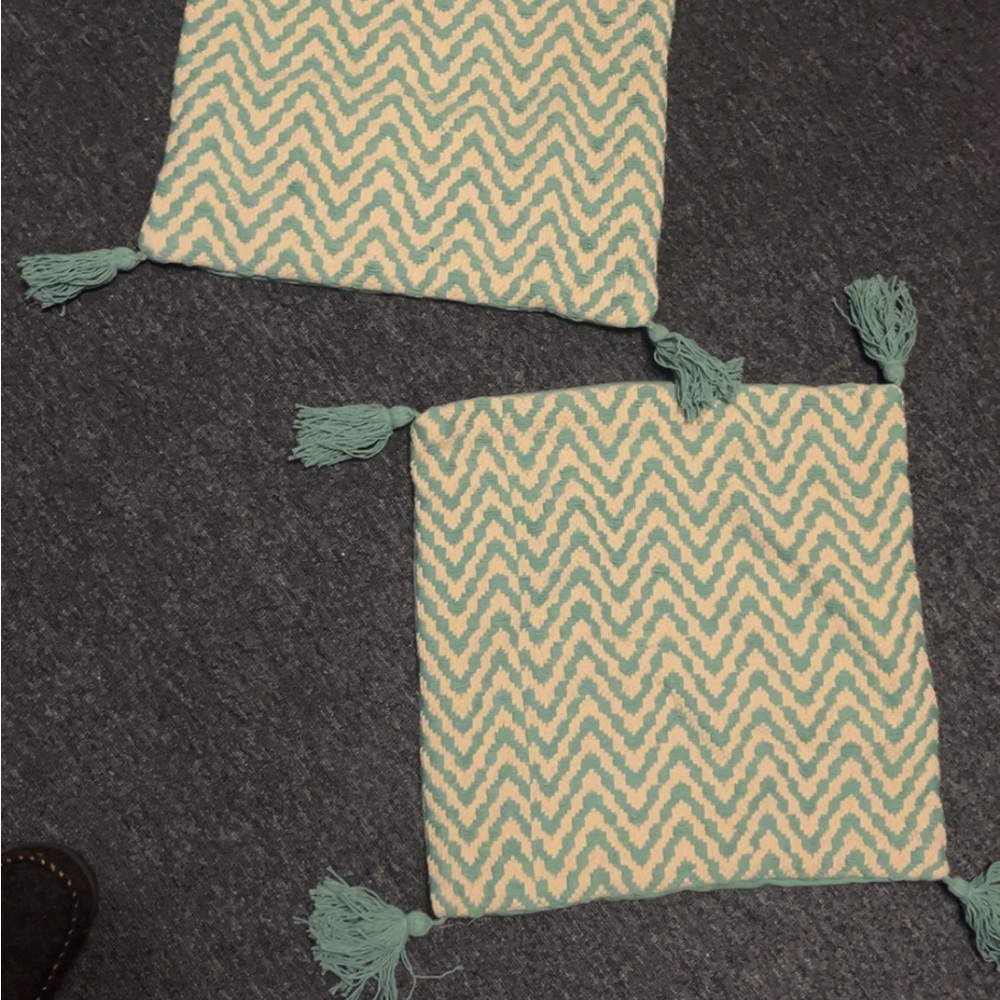 Chevron Patterned Cushion Covers with Tassels